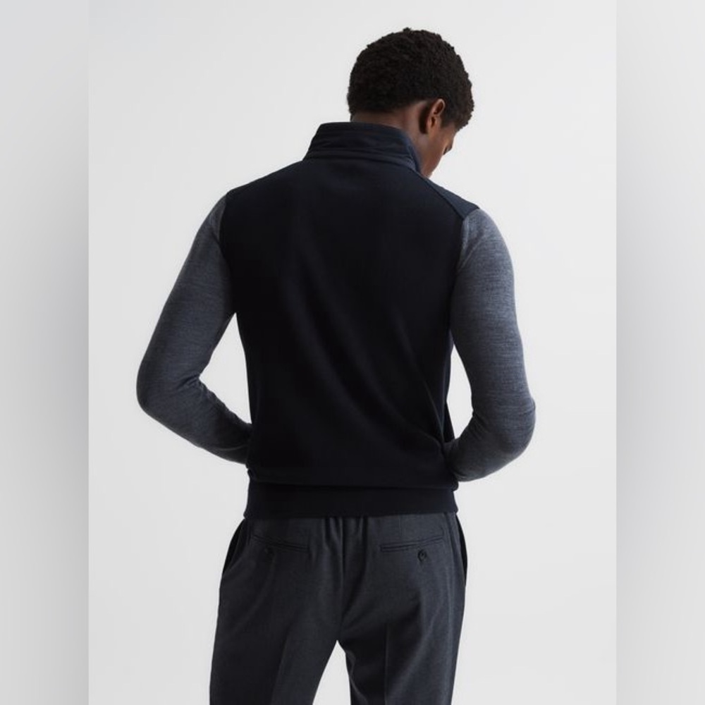 Reiss navy William quilted gilet vest - Picture 4 of 10